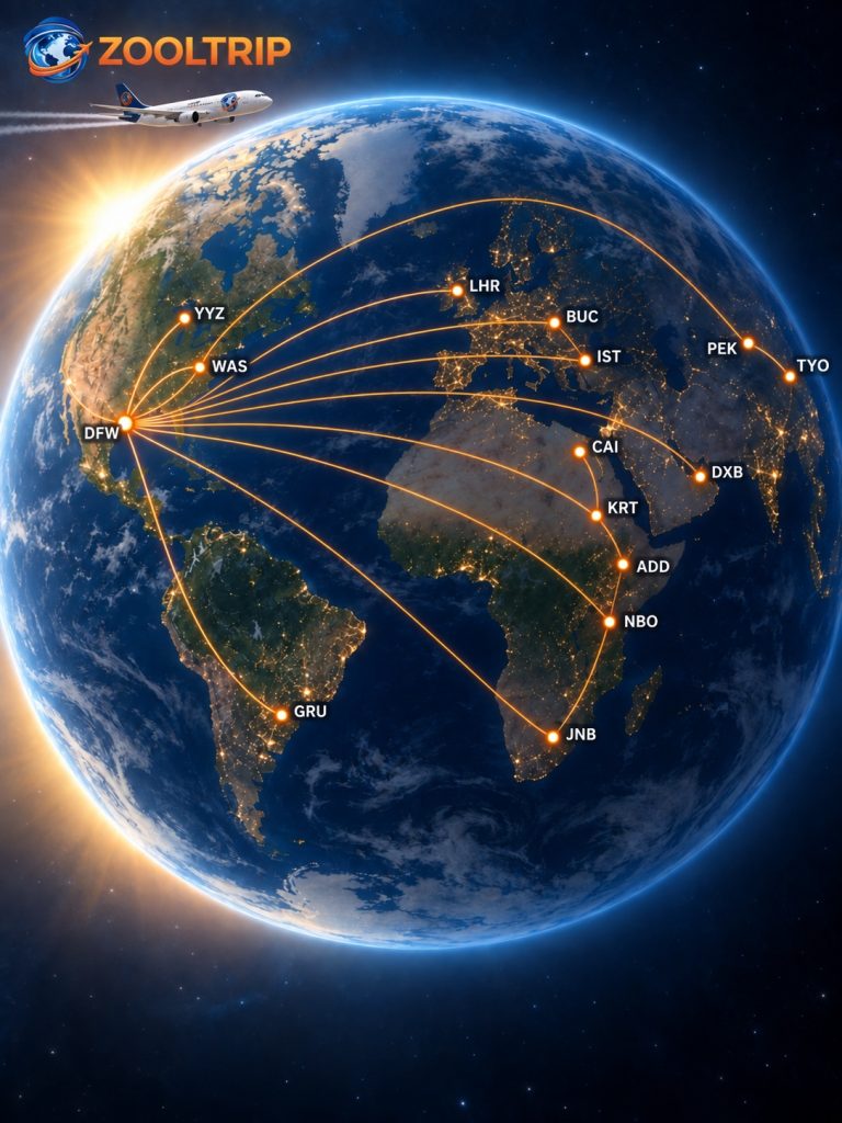 ZoolTrip International travel toutes from Dalla to destinations worldwide